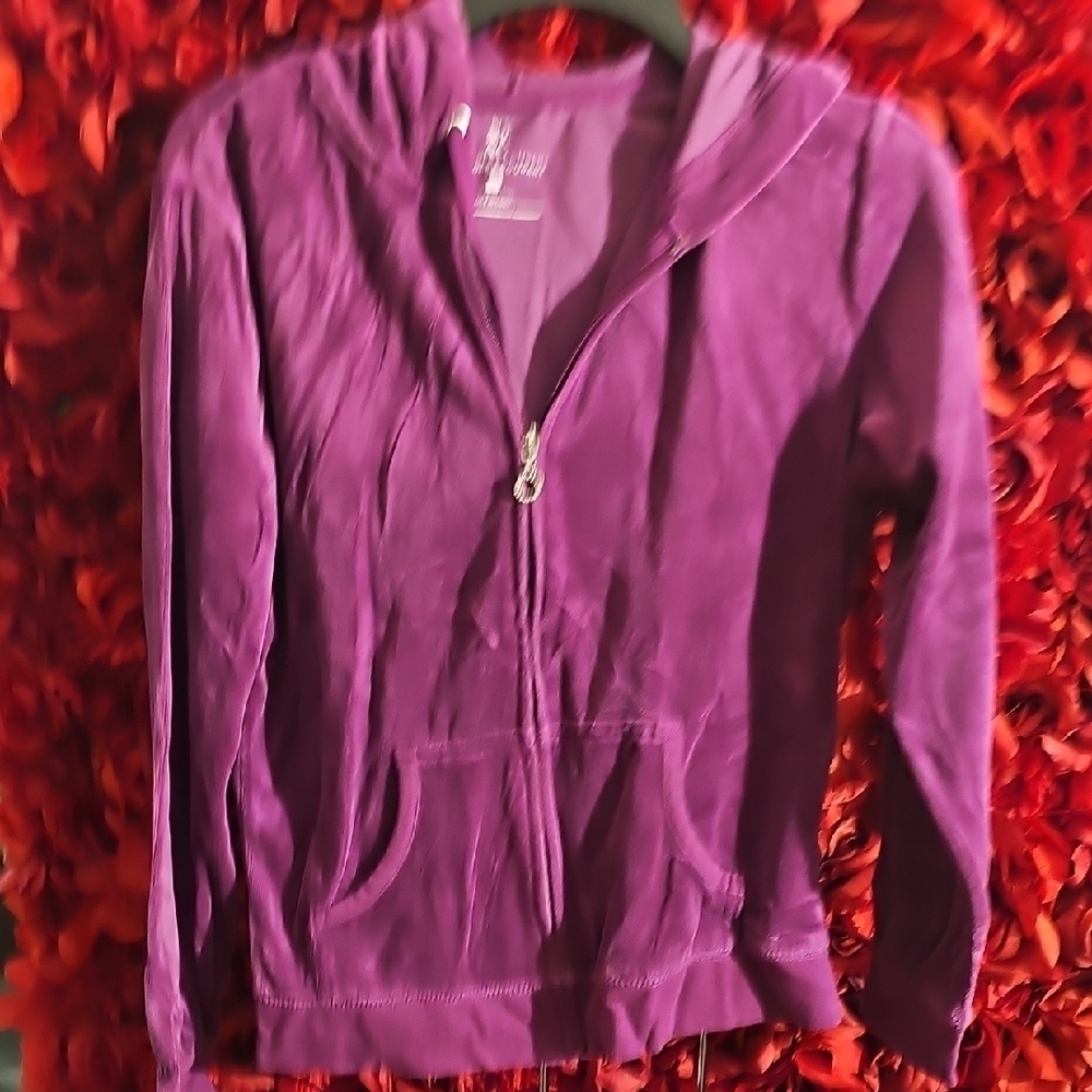 New York & Co Purple Velour Hoodie Size Medium
